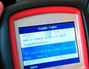 Trouble code displayed on a scan tool screen