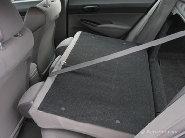 The rear seat folds down