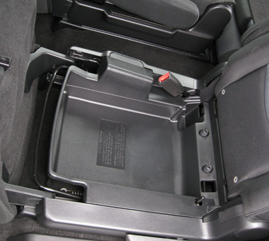 Storage under the second-row seat cushion