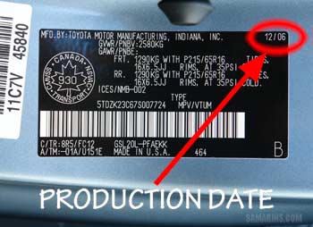 Production date on the VIN Sticker