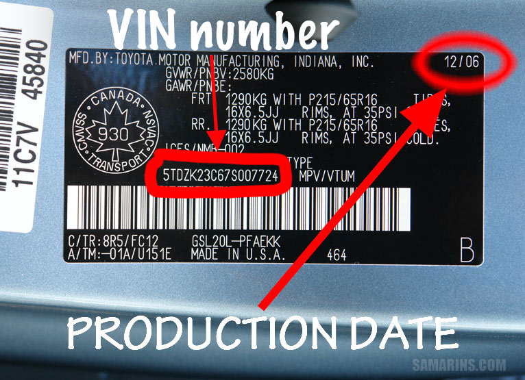how to find out manufacturing date of car