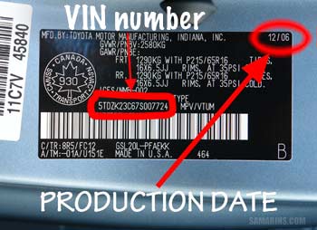 Production date on the VIN sticker