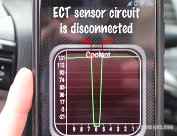 Intermittent open in the ECT circuit