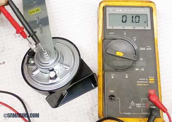 Measuring resistance of car horn 