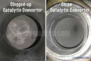 Clooged up versus clean catalytic converter