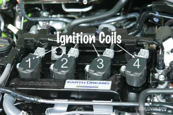 Ignition coils in a 4-cylinder engine