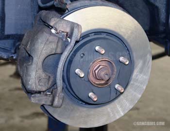 New brake disc installed with new pads