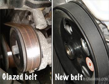 Glazed serpentine belt vs. a new belt