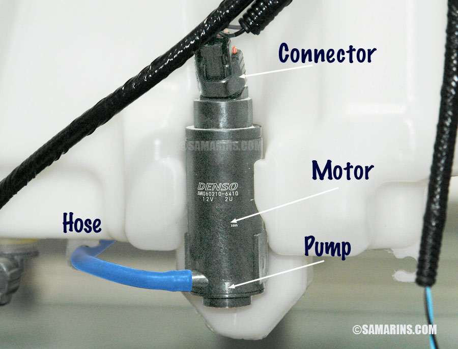 Windshield washer pump: how it works, symptoms, problems, testing