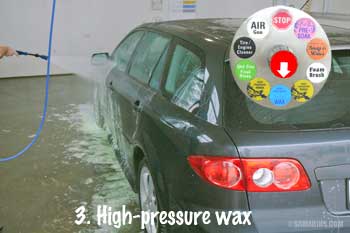 Washing a car - high-pressure wax