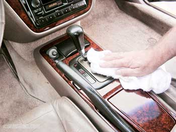 Polishing the dashboard and interior plastic