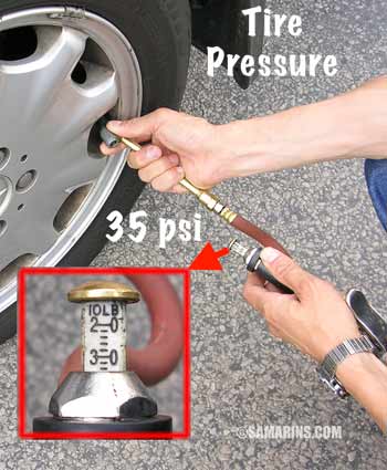 Checking tire pressure