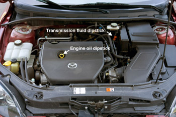 Mazda 3 transmission fluid dipstick